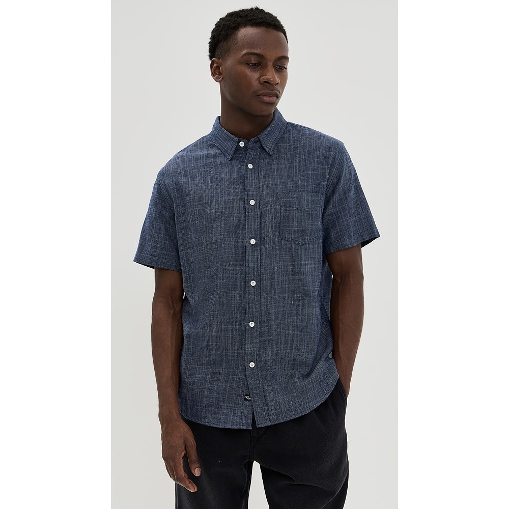 Rails Shirt Mens L Blue Fairfax Short Sleeve Button Up Relaxed Fit Navy Etch
